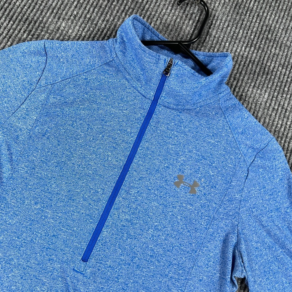 Under Armour Pullover Shirt Womens Small Blue Long Sleeve 1/4 Zip Mock Neck